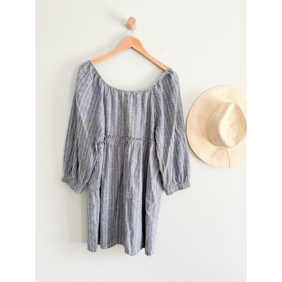 Emerson Fry | Jasmine Button Dress - Denim Stripe Hemp Organic | Sz M - Picture 7 of 8